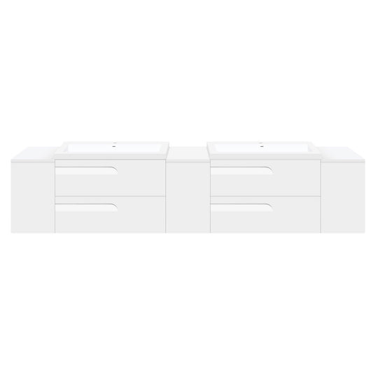 108" Wall-Mount White Vanity Set with Two Sinks (LV7-C21W-108W) Style 7 - AAADistributor.com
