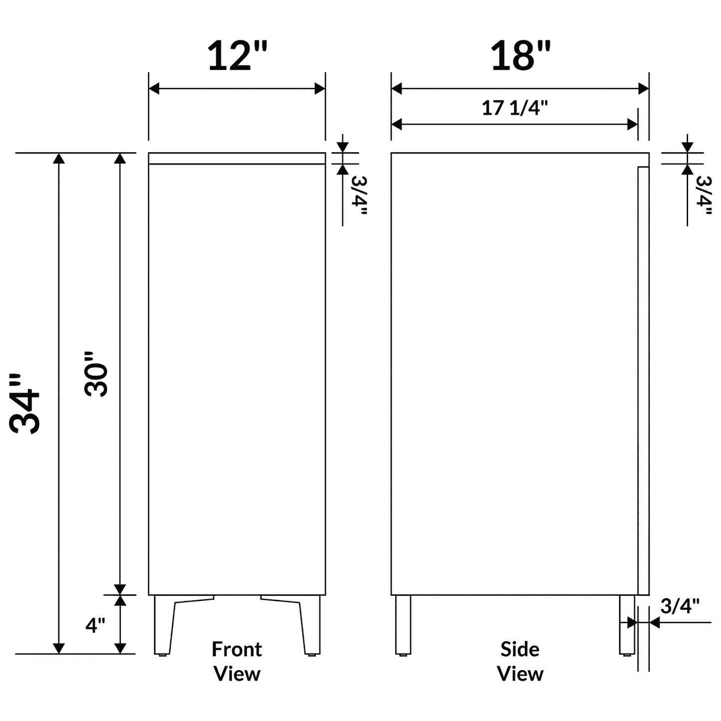 12 W Freestanding Modern Gray Side LVB-12G for Style 7 and 8 - AAADistributor.com