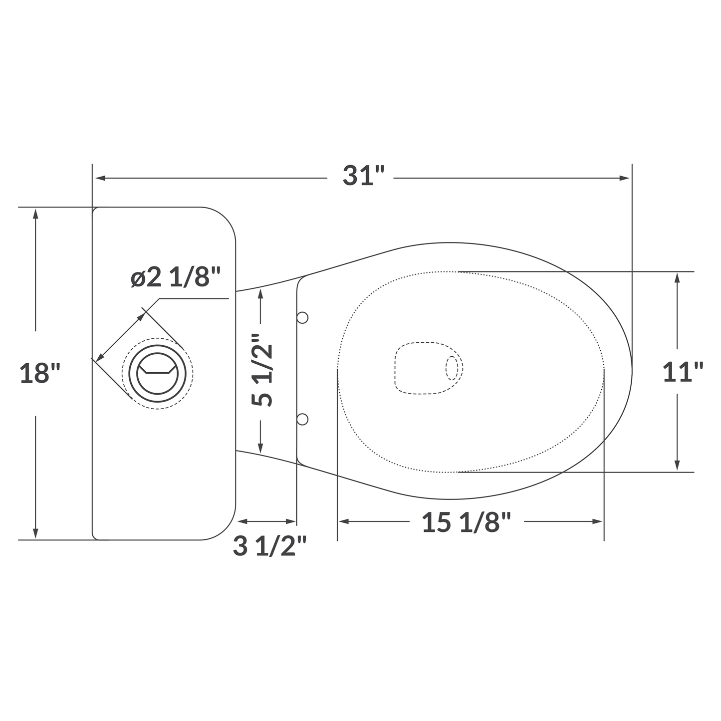 Dual Flush Elongated Two Piece Ceramic LT1D Toilet.