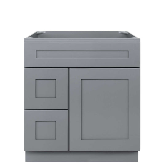 30 W x 21 D x 34.5 H Vanity Sink Base Cabinet with Left Drawers - Colonial Gray - Bathroom Vanities