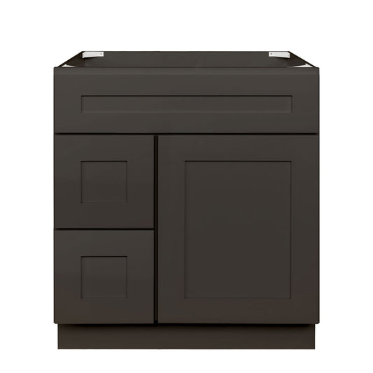 30 W x 21 D x 34.5 H Vanity Sink Base Cabinet With Left Side Drawers Avalon Charcoal Bathroom Vanities