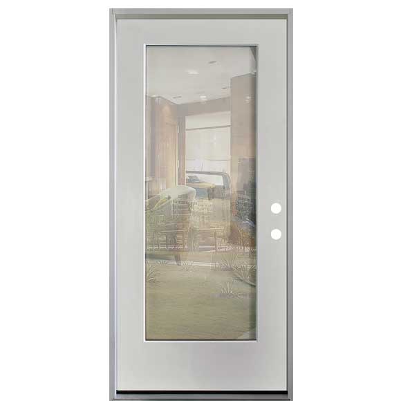 32 in. x 80 in. Clear Low-E Prehung Unfinished White Fiberglass Door with mini-blinds - Left-Handed - Exterior Doors
