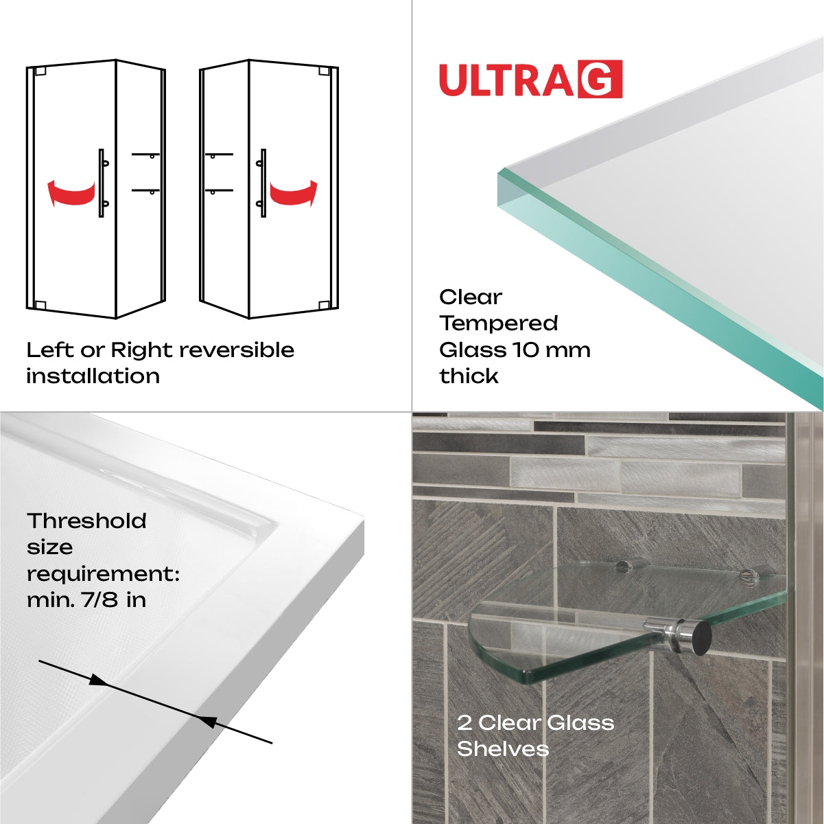 34 3/8-35 W x 72 H x 29-30 D Swing-Out Shower Enclosure ULTRA-G Brushed Nickel - Shower Doors