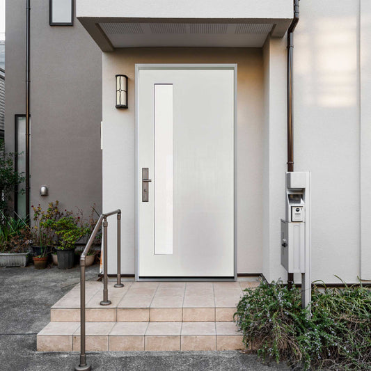 36 in. x 80 in. 1-Lite Offsite Acid Etch Unfinished White Prehung Fiberglass Exterior Door with Brickmold - Exterior