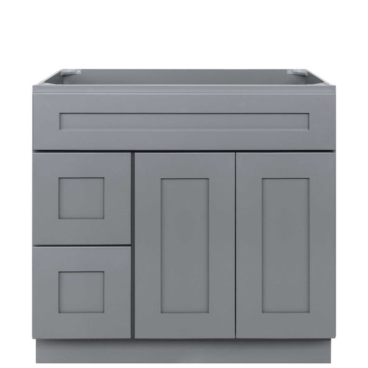 36 W x 21 D x 34.5 H Vanity Sink Base Cabinet with Left Drawers - Colonial Gray - Bathroom Vanities