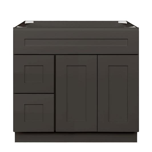 36 W x 21 D x 34.5 H Vanity Sink Base Cabinet With Left Side Drawers Avalon Charcoal Bathroom Vanities