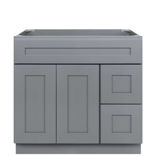 36 W x 21 D x 34.5 H Vanity Sink Base Cabinet with Right Drawers - Colonial Gray - Bathroom Vanities