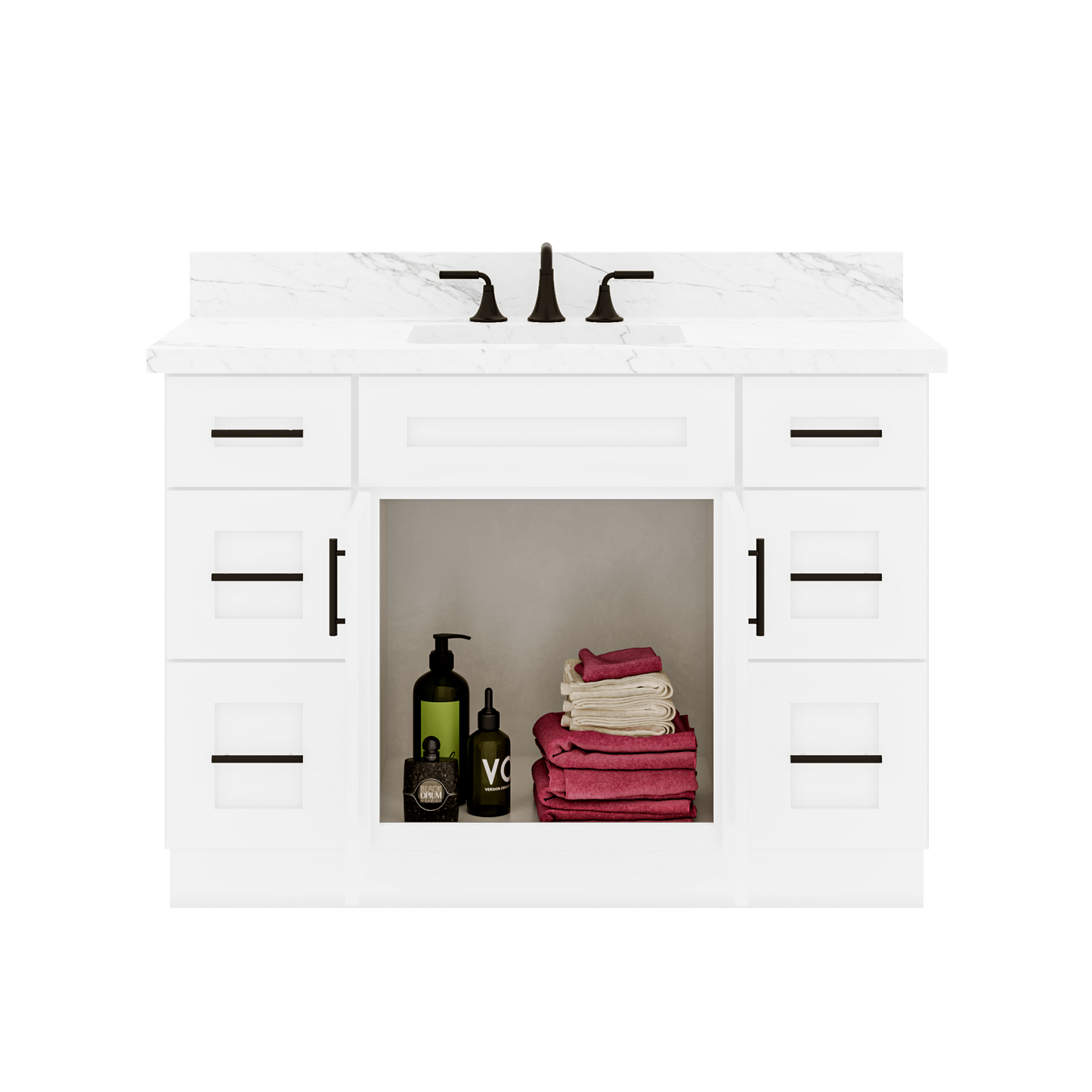 48"W x 21"D x 34.5"H Vanity Sink Base Cabinet With Drawer - Alpina White