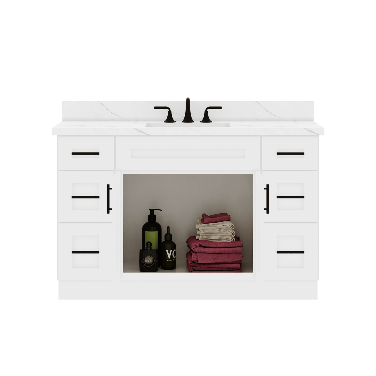 54’’W x 21’’D x 34.5’’H Vanity Sink Base Cabinet Alpina White Bathroom Vanities