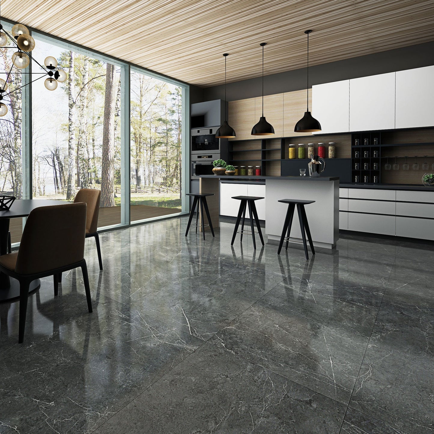 6.5mm MSPC Vinyl Flooring LessCare Gray Marble - Flooring