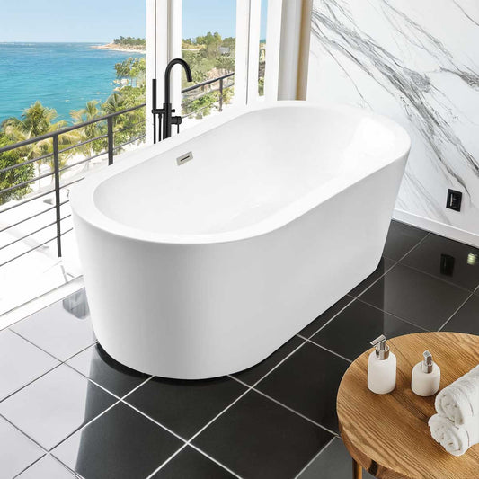 66’’ Freestanding Acrylic Bathtub with Overflow and Center Drain LTF1 - Bathtubs