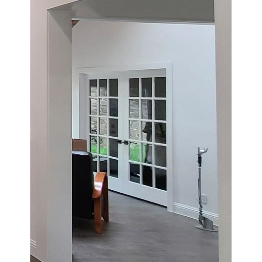72 in x 80 in 15-Lite Clear Glass Pine Prehung Interior French Door