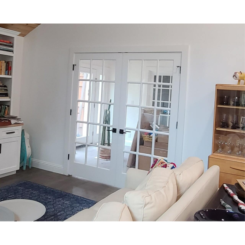 72 in x 80 in 15-Lite Clear Glass Pine Prehung Interior French Door