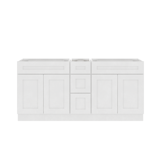 72"W x 21"D x 34.5"H Double Vanity - Alpina White