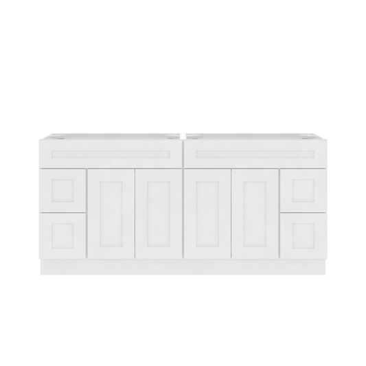 72’’W x 21’’D x 34.5’’H Combo Double Vanity Alpina White Bathroom Vanities