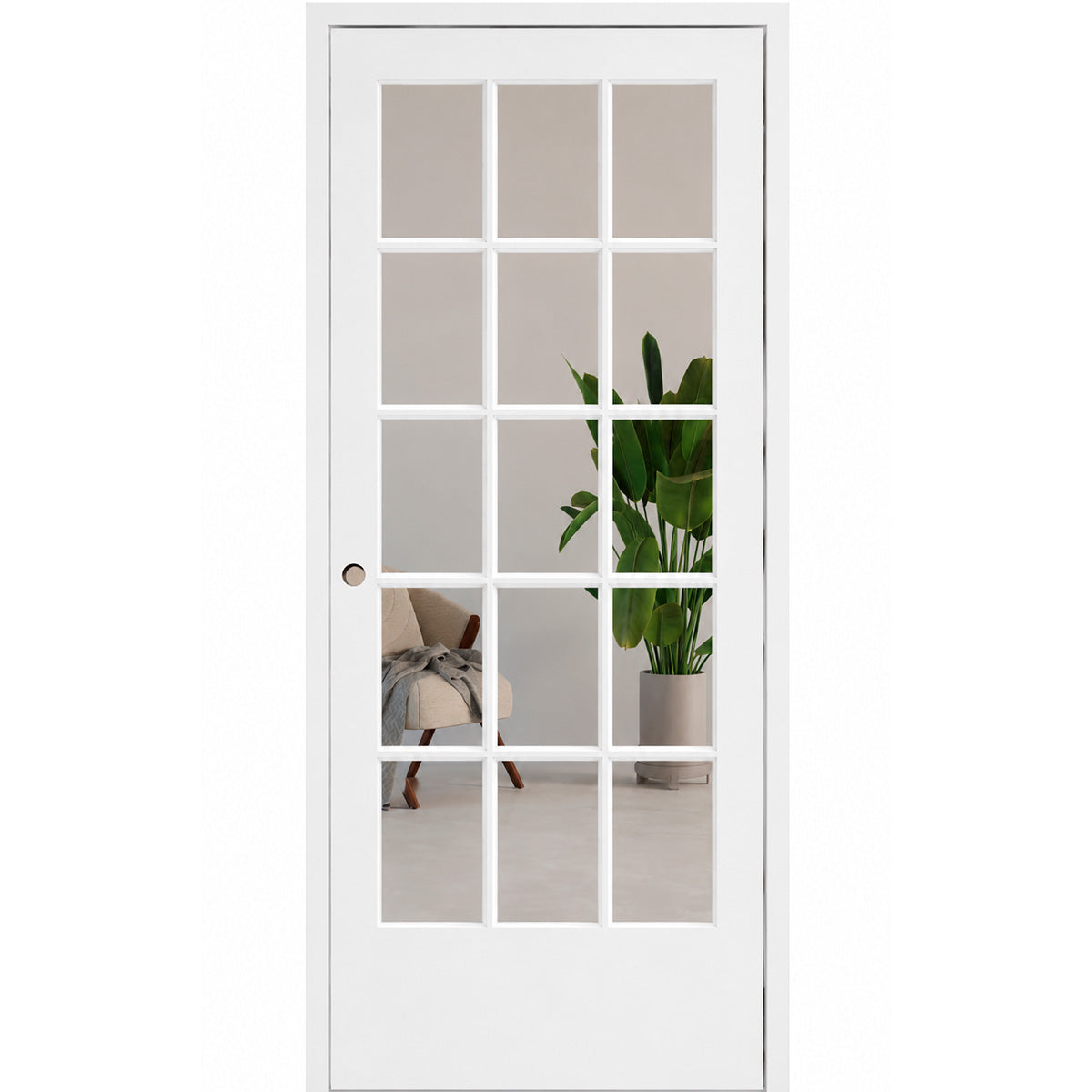 32 in x 80 in 15-Lite Clear Glass Primed MDF Prehung Interior Door