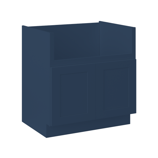 Farmhouse Sink Base Cabinet SBF33 Danbury Blue LessCare 33 in. width - Kitchen Cabinets