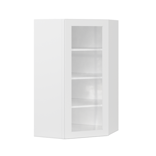 Frosted Glass Diagonal Corner Wall Kitchen Cabinet DCMD2442 Alpina White LessCare 24 in. width 42 in. height 12 in.