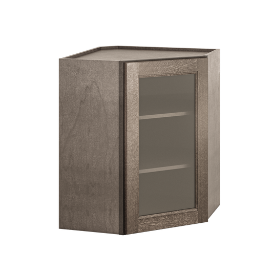 Frosted Glass Door Diagonal Corner Wall Kitchen Cabinet DCMD2430 Milan Slate 24 in. width 30 in. height 12 in. depth