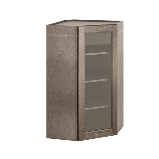 Frosted Glass Door Diagonal Corner Wall Kitchen Cabinet DCMD2442 Milan Slate 24 in. width 42 in. height 12 in. depth