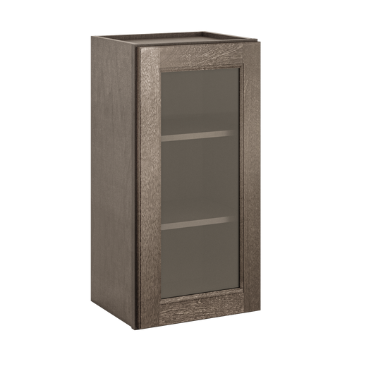 Frosted Glass Door Wall Kitchen Cabinet WMD1530 15 in. width 30 in. height 12 in. depth - Milan Slate - Kitchen Cabinets