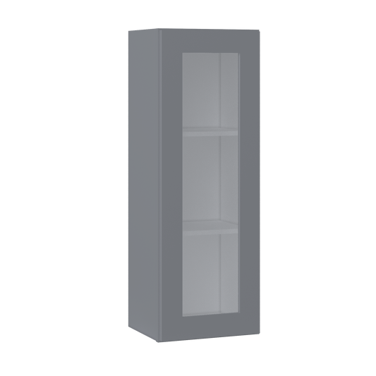 Frosted Glass Door Wall Kitchen Cabinet WMD1542 Colonial Gray LessCare 15 in. width 42 in. height 12 in. depth