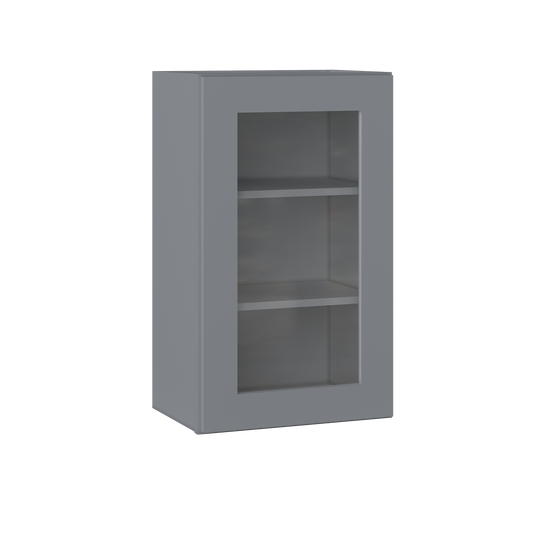 Frosted Glass Door Wall Kitchen Cabinet WMD1830 Colonial Gray LessCare 18 in. width 30 in. height 12 in. depth