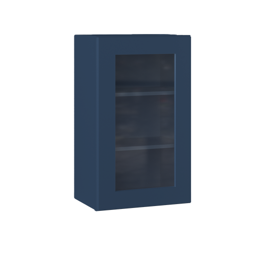 Frosted Glass Door Wall Kitchen Cabinet WMD1830 Danbury Blue LessCare 18 in. width 30 in. height 12 in. depth - Kitchen