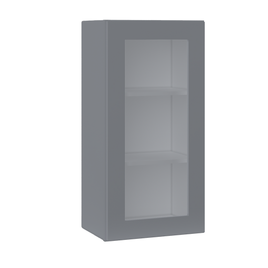 Frosted Glass Door Wall Kitchen Cabinet WMD1836 Colonial Gray LessCare 18 in. width 36 in. height 12 in. depth