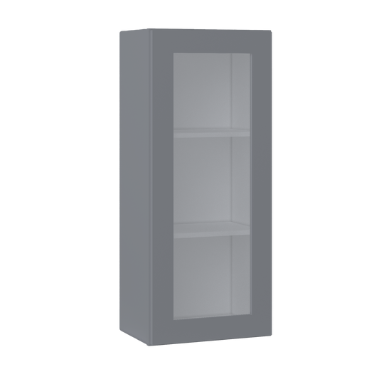 Frosted Glass Door Wall Kitchen Cabinet WMD1842 Colonial Gray LessCare 18 in. width 42 in. height 12 in. depth