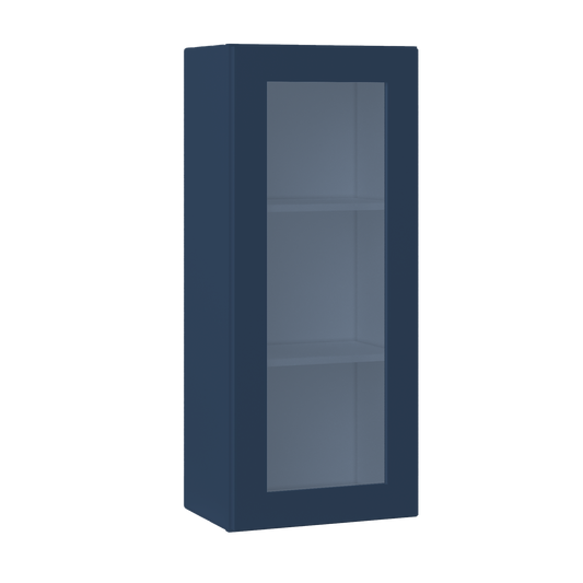 Frosted Glass Door Wall Kitchen Cabinet WMD1842 Danbury Blue LessCare 18 in. width 42 in. height 12 in. depth - Kitchen