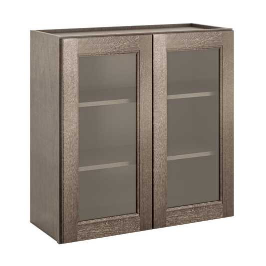 Frosted Glass Door Wall Kitchen Cabinet WMD3030 Milan Slate 30 in. width 30 in. height 12 in. depth - Kitchen Cabinets