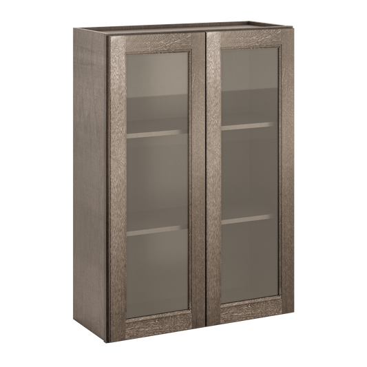 Frosted Glass Door Wall Kitchen Cabinet WMD3042 Milan Slate 30 in. width 42 in. height 12 in. depth - Kitchen Cabinets