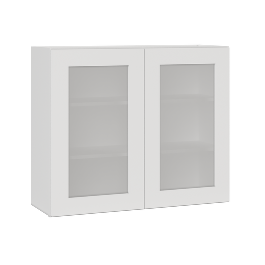 Frosted Glass Door Wall Kitchen Cabinet WMD3630 Alpina White LessCare 36 in. width 30 in. height 12 in. depth - Kitchen