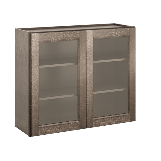 Frosted Glass Door Wall Kitchen Cabinet WMD3630 Milan Slate 36 in. width 30 in. height 12 in. depth - Kitchen Cabinets