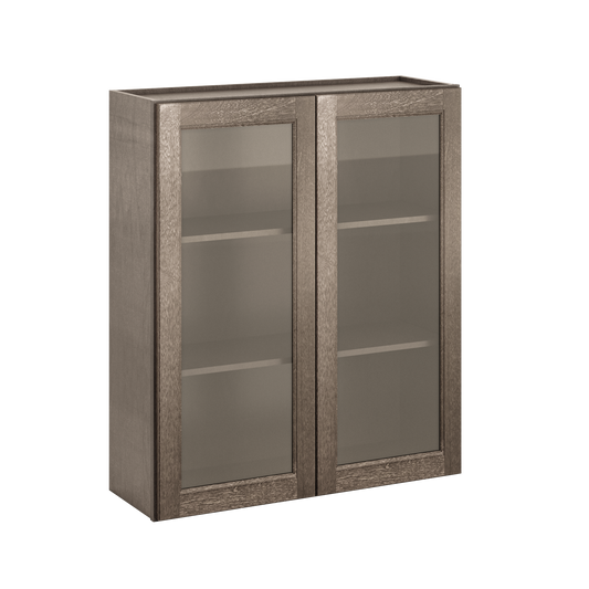 Frosted Glass Door Wall Kitchen Cabinet WMD3642 Milan Slate 36 in. width 42 in. height 12 in. depth - Kitchen Cabinets