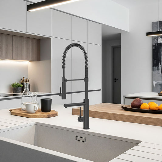 Modern Spring-Type Kitchen Faucet LK19M Matte Black