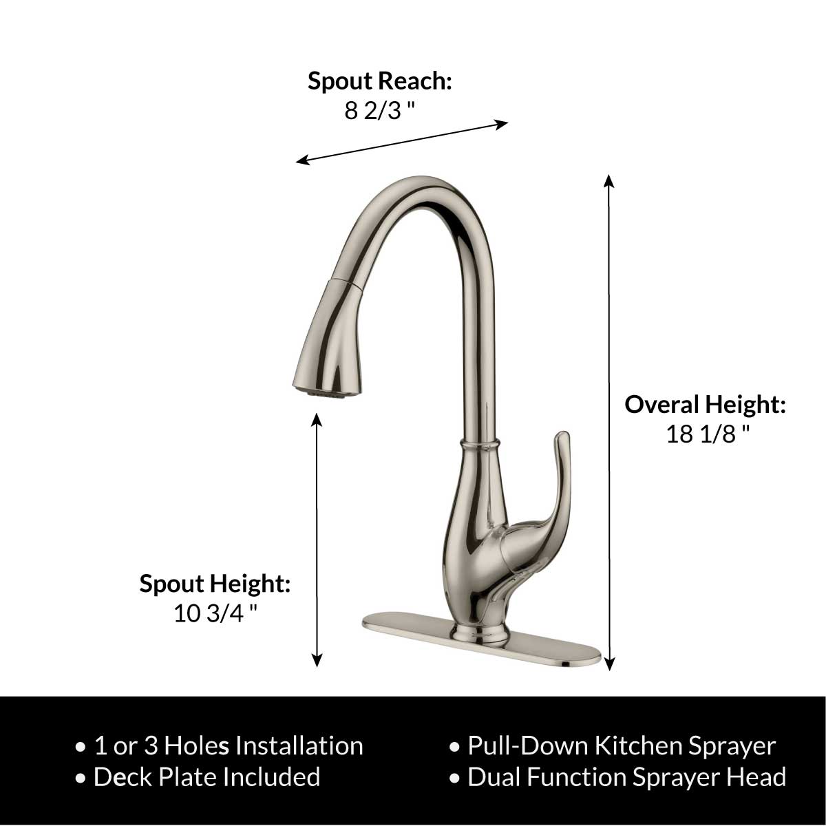 Pull Down Kitchen Faucet LK7B Deck-Plate Brushed Nickel
