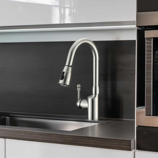 Pull Down Kitchen Faucet LK6B Brushed Nickel - Faucets