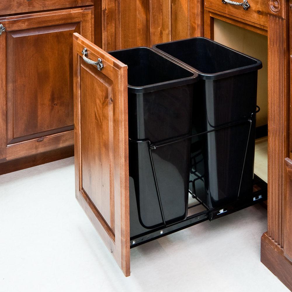 Pull-Out Double Trash Can Upgrade for B18 and B21 Base Kitchen Cabinets - Kitchen Cabinets