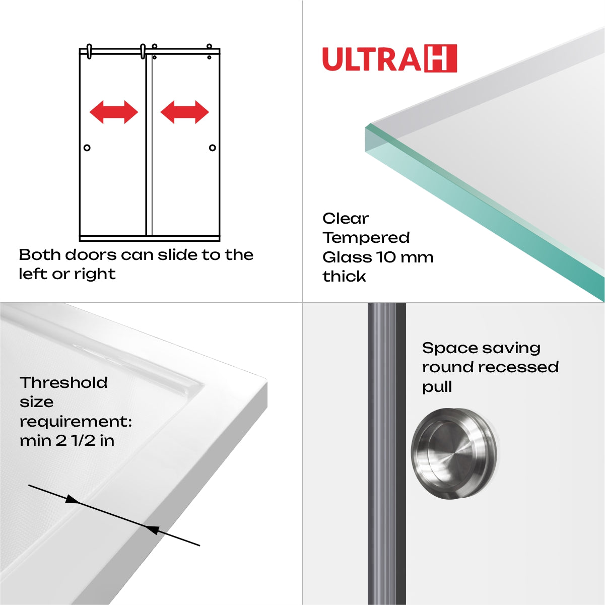 45 1/2-48 W x 76 H Bypass Sliding Shower Door ULTRA-H Chrome