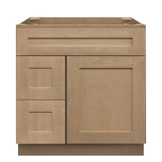 Vanity Sink Base Cabinet with Left Drawers 30 in W x 21 in D x 34 1/2 in H Shaker Toffee - Bathroom Vanities
