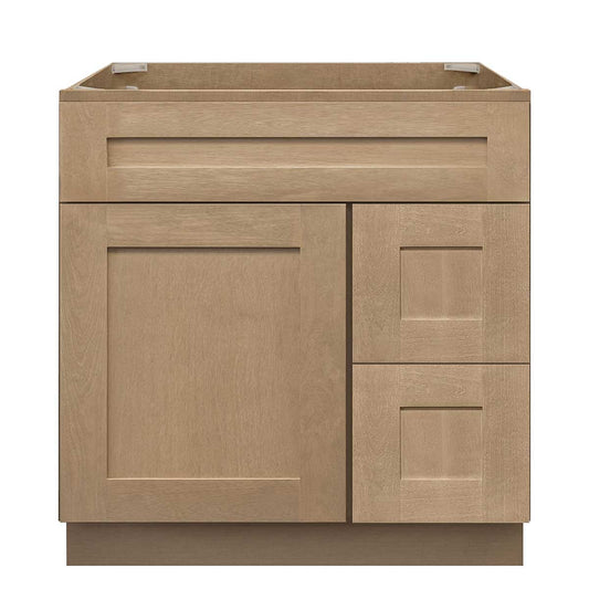 Vanity Sink Base Cabinet with Right Drawers 30 in W x 21 in D x 34 1/2 in H Shaker Toffee - Bathroom Vanities