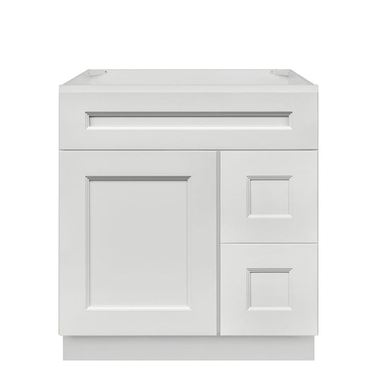 Vanity Sink Base Cabinet with Right Drawers 30 W x 21 D x 34 H - Milan Pearl - Bathroom Vanities