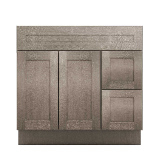 Vanity Sink Base Cabinet with Right Drawers 36 W x 21 D x 34 H - Milan Slate - Bathroom Vanities
