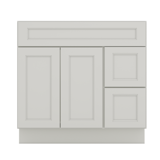 Vanity Sink Base Cabinet with Right Drawers 36 W x 21 D x 34 H - Milan Pearl - Bathroom Vanities