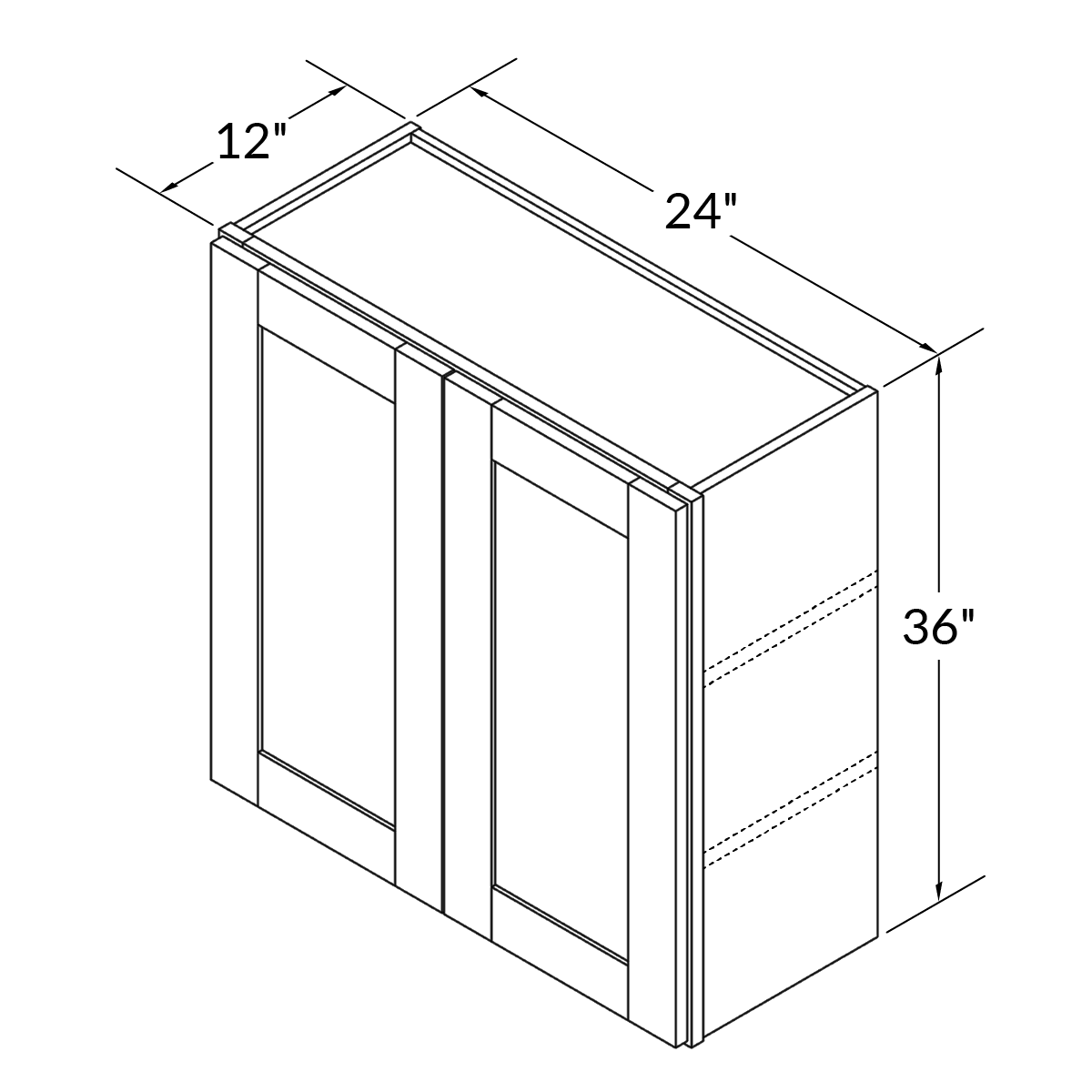 Alpina White W2436 Shaker Wall Kitchen Cabinet