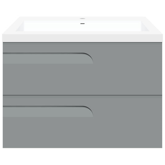 30" Wall Mount Single Sink Bathroom Vanity in Gray Gloss with Square Counter Top LV7W-30G