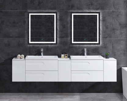 108" Wall-Mount White Vanity Set with Two Sinks (LV7-C21W-108W) Style 7 - AAADistributor.com