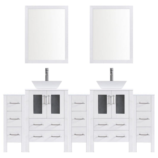 108" Modern Bathroom Vanity Set with Mirror and Sink LV2-C21-108-W (White) - AAADistributor.com
